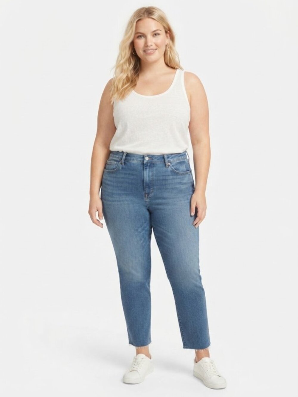 Everlane Curvy Cheeky High Rise Straight Leg Jeans Raw Hem Plus Size 35 NWOT